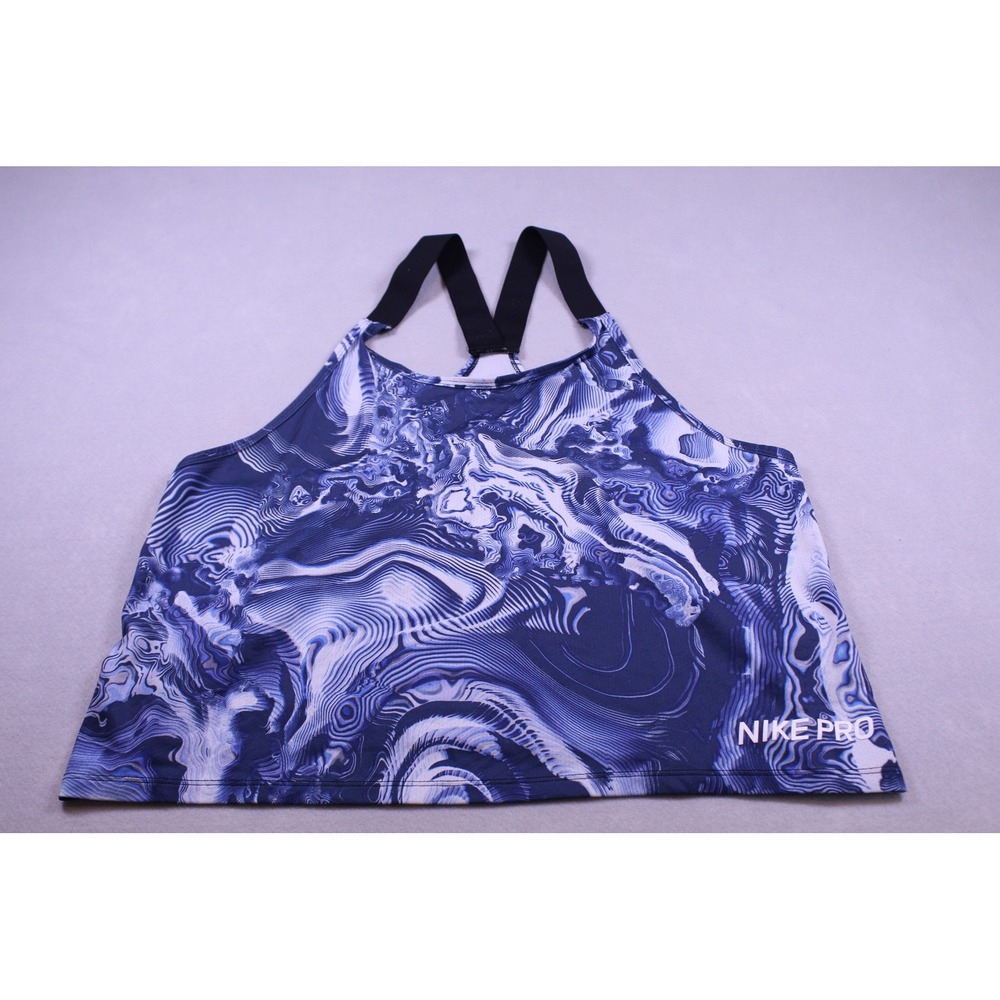 Nike Pro Dri-FIT Blue Marble Topographic Print Racerback Training Tank Top Large